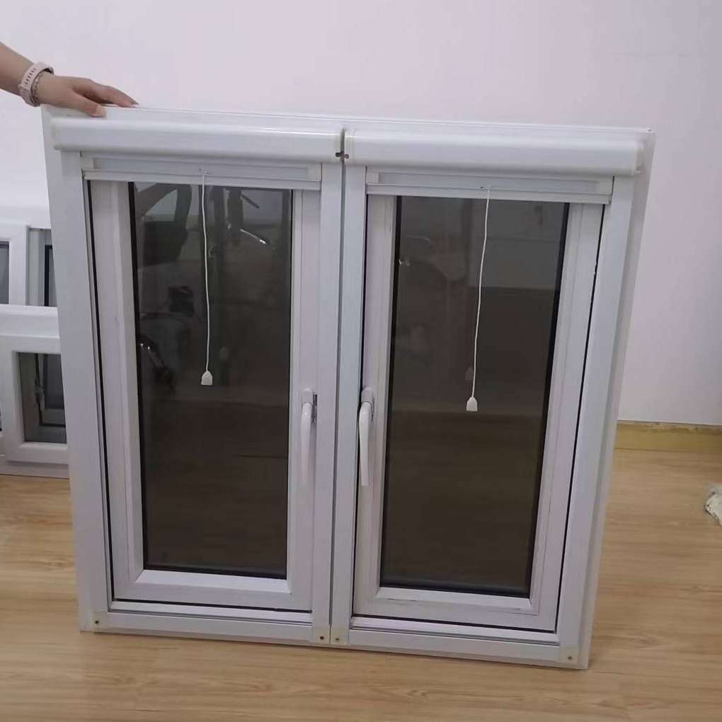 Good quality UPVC casement window double glazing PVC windows with rolling screen