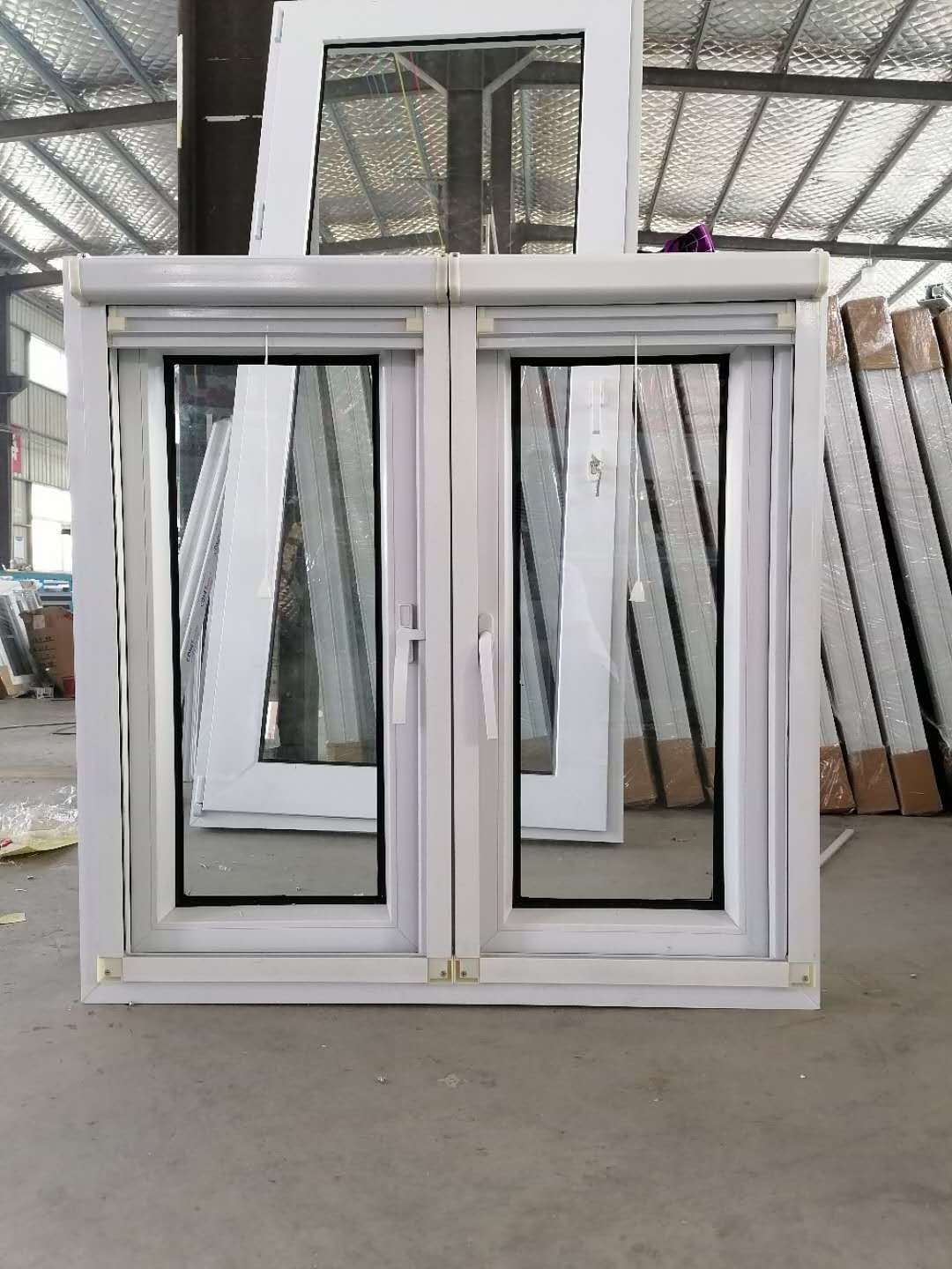 Good quality UPVC casement window double glazing PVC windows with rolling screen