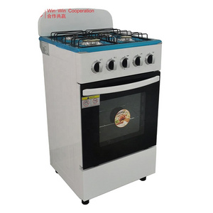 2024 new design kitchen wall glass lid 4 gas burners free standing oven gas cooker with oven and cast grill