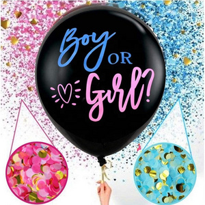 36 inches boy or girl confetti black balloons for baby shower gender reveal party decoration