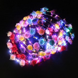 LED Flower Crown Headband Light up Fairy Flower Hair Jewelry Multicolor Floral Headpiece Wreath Headdress Hair Wreath