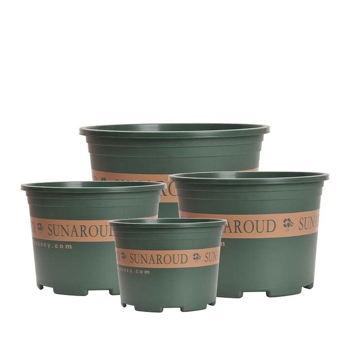 Durable outdoor 2 3 4 5 6 7 8 10 12 gallon black plastic planter plant flower seedling nursery pots