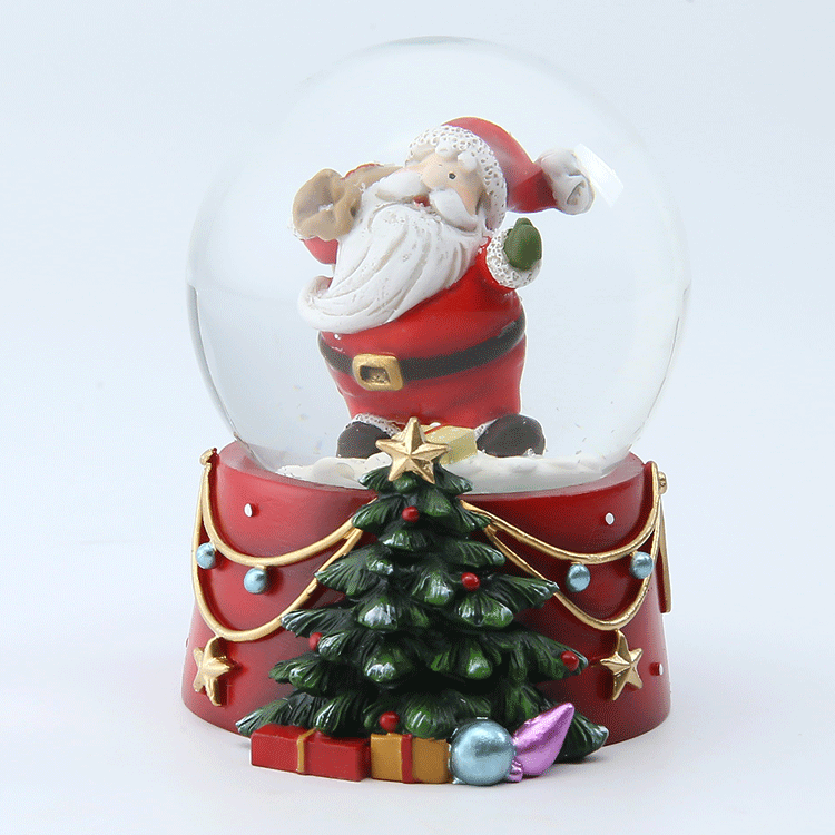 Jiayi Resin Crafts 100mm Snow Ball Santa Claus Glass Globe Custom In Snow Globe For Christmas Season  For Desk Decor