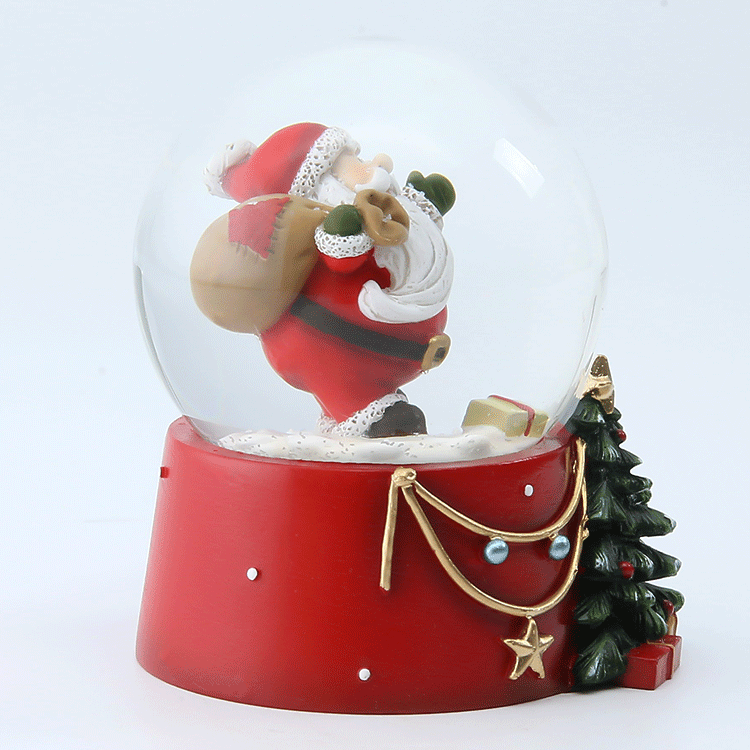 Jiayi Resin Crafts 100mm Snow Ball Santa Claus Glass Globe Custom In Snow Globe For Christmas Season  For Desk Decor