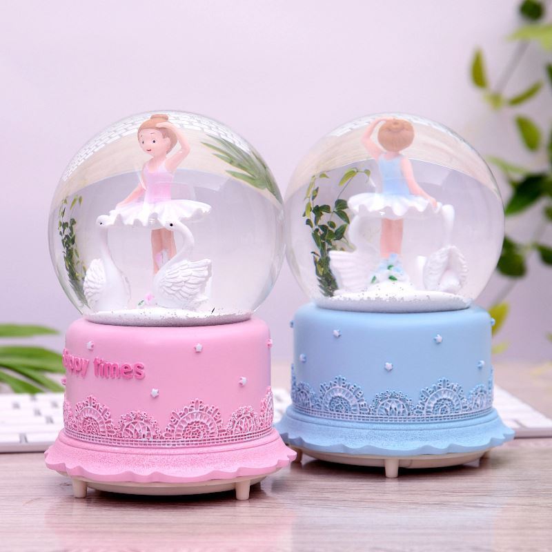 Elegant Ballet Resin Snow Globe Ballerina Dancing Music Box Snow Ball Birthday Romantic Cute Gifts For Girls Girlfriend Kids