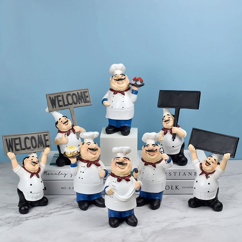 Resin Chef Figure Decor Kitchen Room Ornament Cook Statues For Decoration Factory Direct Sales Chef Resin Crafts Ornaments