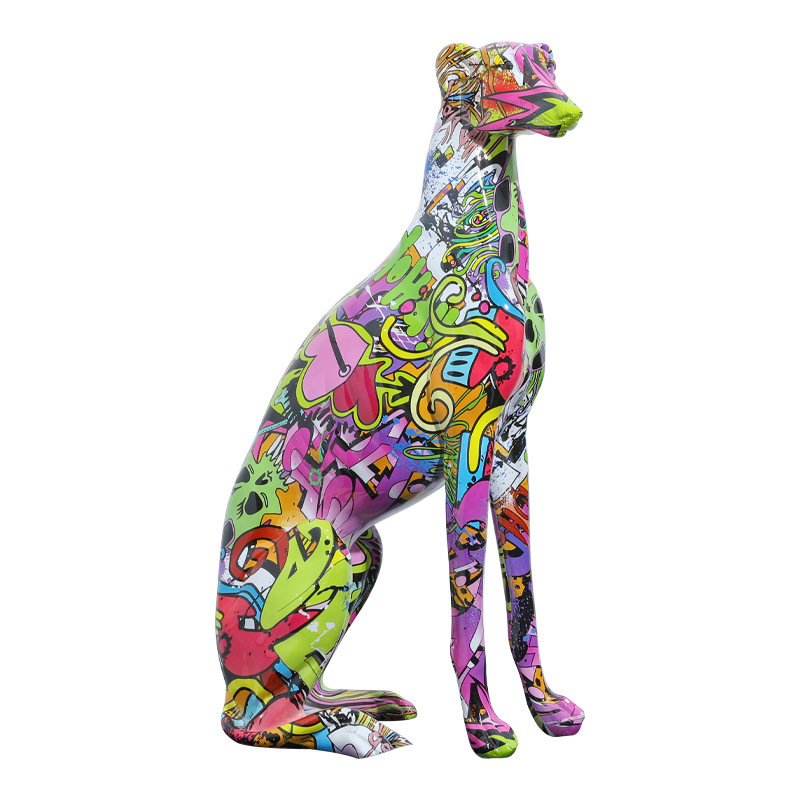 Jiayi Dazzling Resin Crafts Animal Greyhound Decoration Dog Statue Dog Fecor for Living Room Decoration