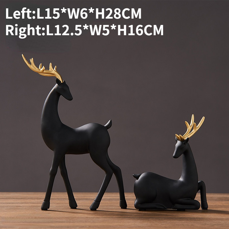 Nordic Style Elk Resin Crafts Sitting Standing Deer Statues Reindeer Figurines Ornaments For Home Decor