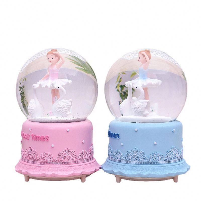 Elegant Ballet Resin Snow Globe Ballerina Dancing Music Box Snow Ball Birthday Romantic Cute Gifts For Girls Girlfriend Kids