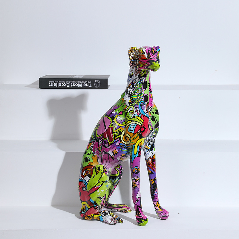 Jiayi Dazzling Resin Crafts Animal Greyhound Decoration Dog Statue Dog Fecor for Living Room Decoration