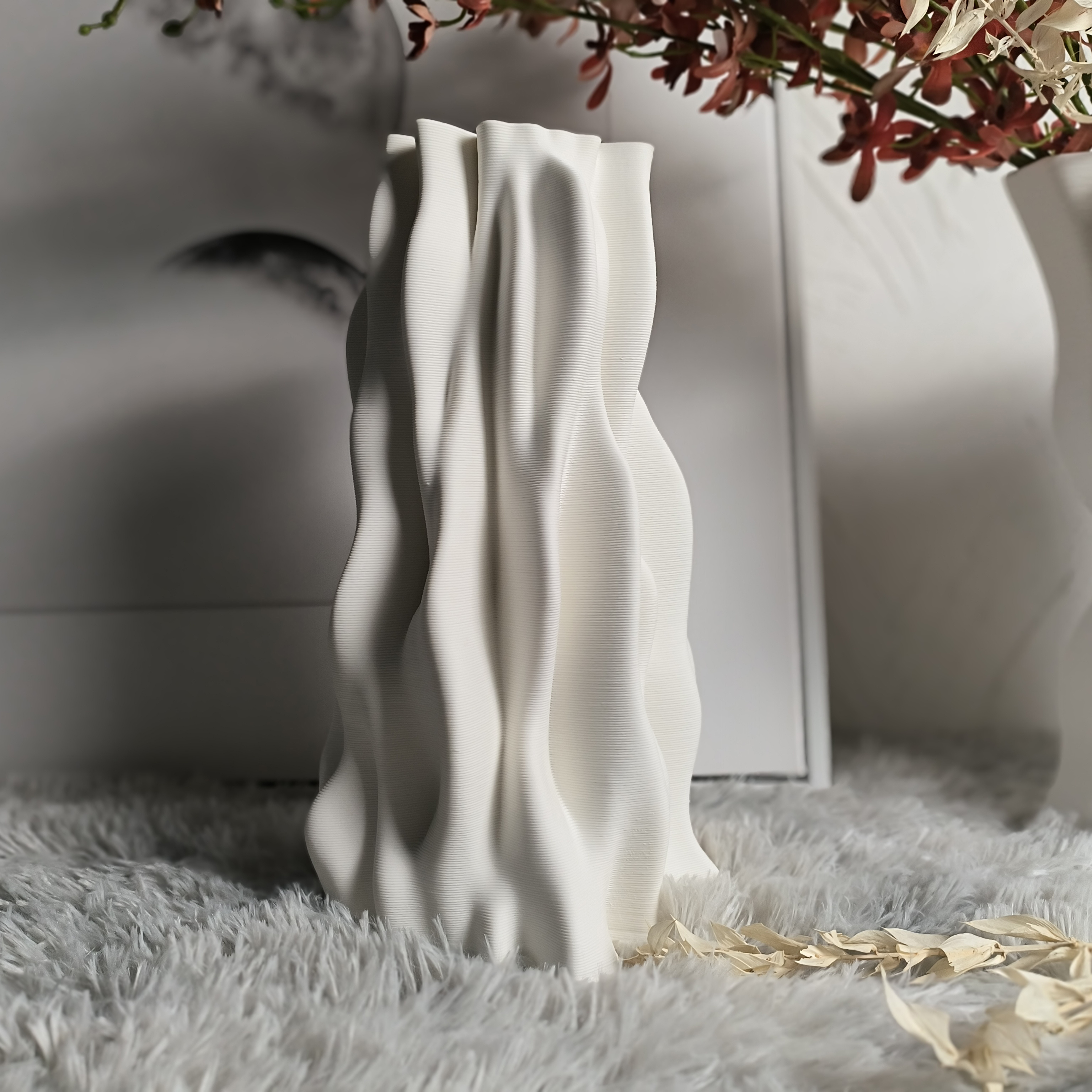 3D Ceramic Printed Vase Irregular Line Art Decorative Vase Floor Vase large Home Decor