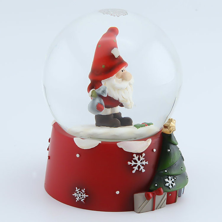 Custom Resin Charm Santa Statue Snow Globe with Santa Holds the Christmas Bag