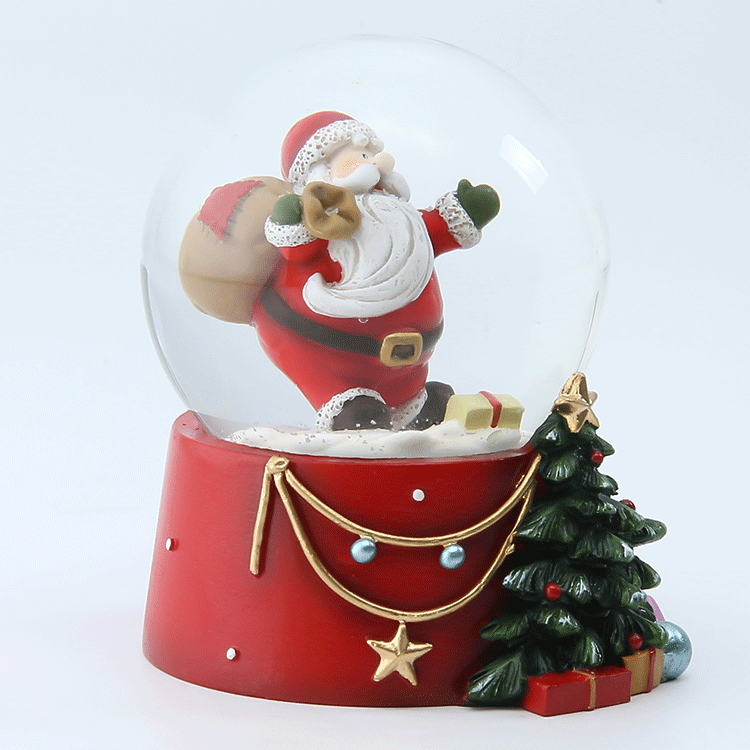 Jiayi Resin Crafts 100mm Snow Ball Santa Claus Glass Globe Custom In Snow Globe For Christmas Season  For Desk Decor