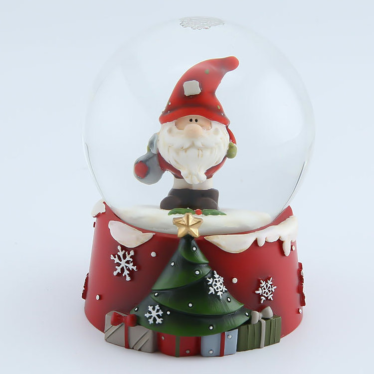 Custom Resin Charm Santa Statue Snow Globe with Santa Holds the Christmas Bag