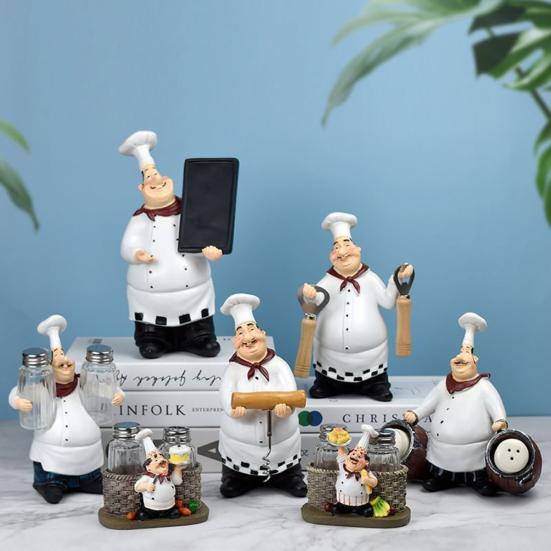 Resin Chef Figure Decor Kitchen Room Ornament Cook Statues For Decoration Factory Direct Sales Chef Resin Crafts Ornaments