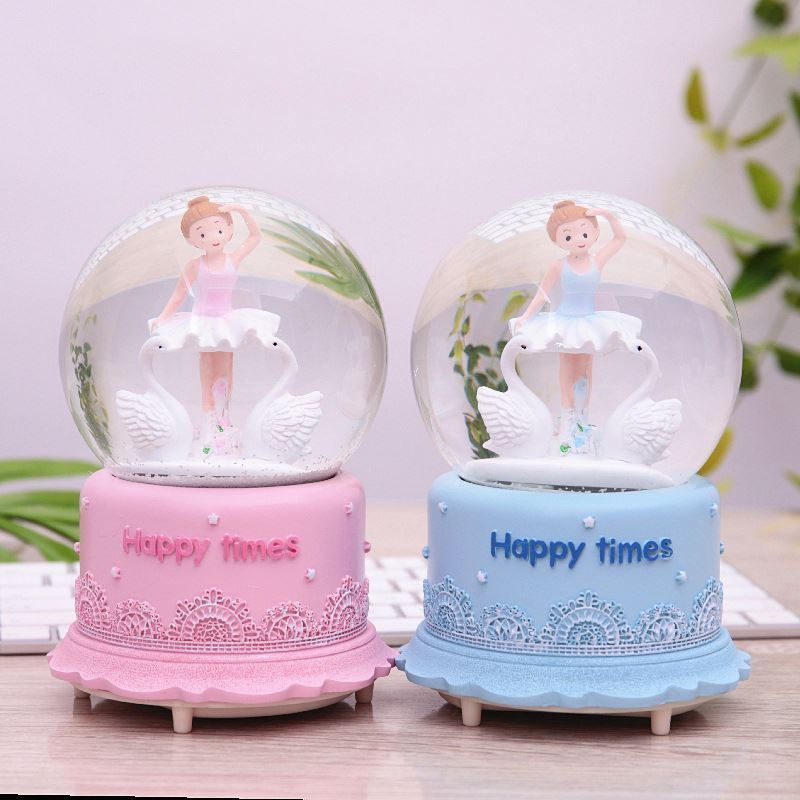 Elegant Ballet Resin Snow Globe Ballerina Dancing Music Box Snow Ball Birthday Romantic Cute Gifts For Girls Girlfriend Kids