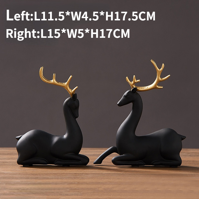 Nordic Style Elk Resin Crafts Sitting Standing Deer Statues Reindeer Figurines Ornaments For Home Decor