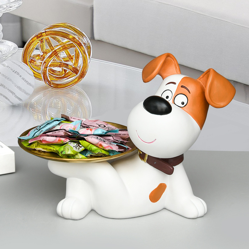 Jiayi Hot Selling Entrance Resin Dog Statue With Tray Decoration Animal Dog Storage Tray Sculpture Home Decor