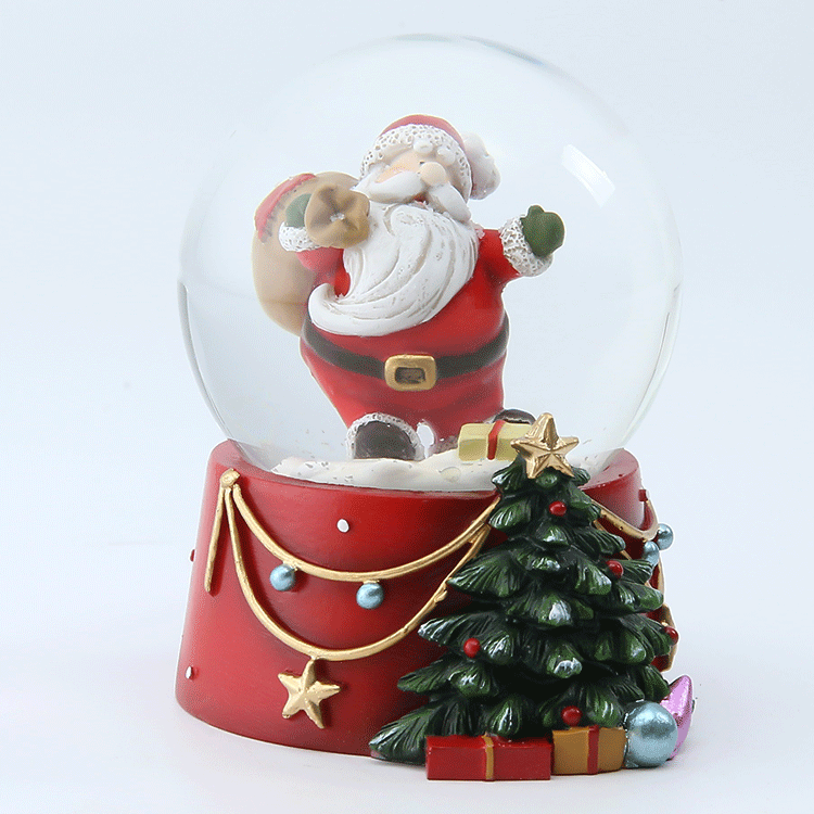 Jiayi Resin Crafts 100mm Snow Ball Santa Claus Glass Globe Custom In Snow Globe For Christmas Season  For Desk Decor