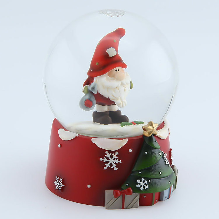 Custom Resin Charm Santa Statue Snow Globe with Santa Holds the Christmas Bag