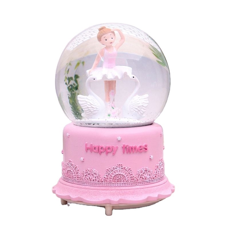 Elegant Ballet Resin Snow Globe Ballerina Dancing Music Box Snow Ball Birthday Romantic Cute Gifts For Girls Girlfriend Kids