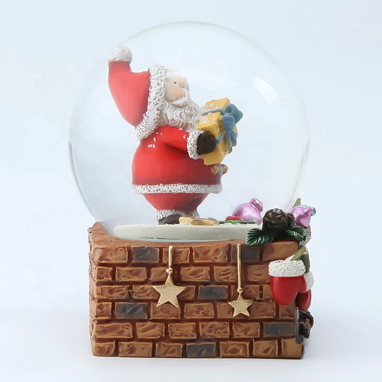 Personalized Musical Snow Globes with Simulation Fireplace Base Santa Figure