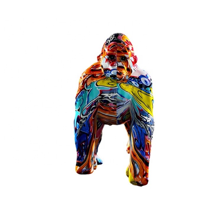 Nordic Graffiti Gorilla Sculptures Painted Statues Resin Home Ornaments Pop Figurine Office Living Room Decor Gifts