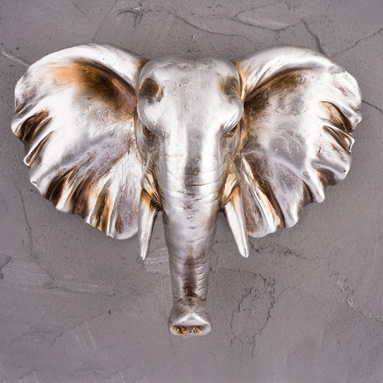 Jiayi  Customize Personality Resin Crafted Abstract Silver Elephant Head Animals Statue