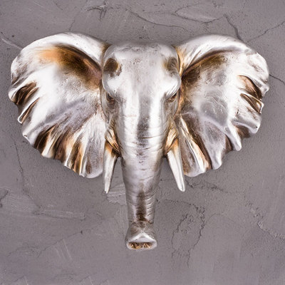 Jiayi  Customize Personality Resin Crafted Abstract Silver Elephant Head Animals Statue