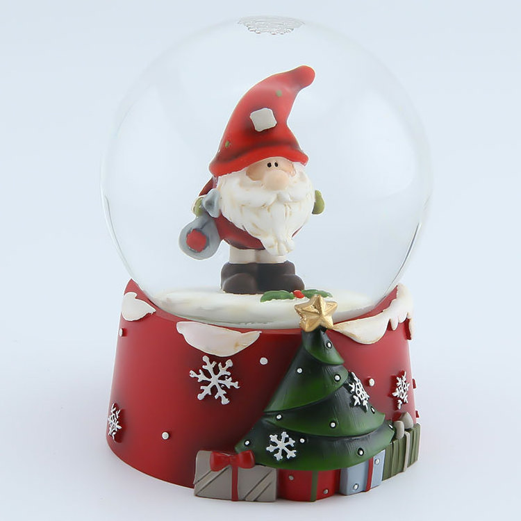 Custom Resin Charm Santa Statue Snow Globe with Santa Holds the Christmas Bag