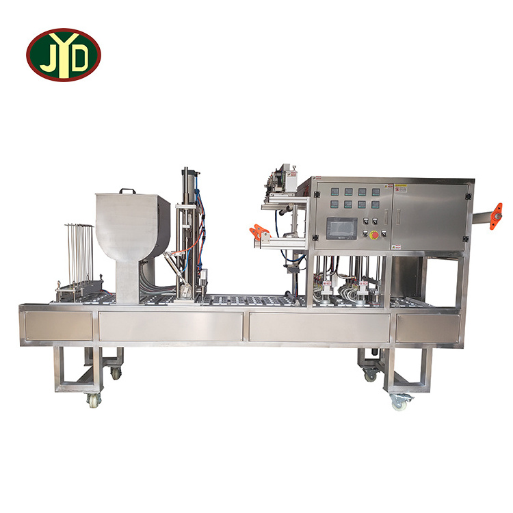 JYD-300L-4 Automatic Rotary Type Plastic Yogurt Cup Ketchup Fruit Juice Milk K Cup Jelly Pudding Cup Filling Sealing Machine