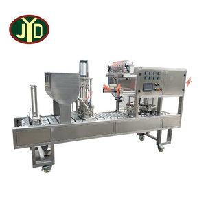 JYD-300L-4 Automatic Rotary Type Plastic Yogurt Cup Ketchup Fruit Juice Milk K Cup Jelly Pudding Cup Filling Sealing Machine