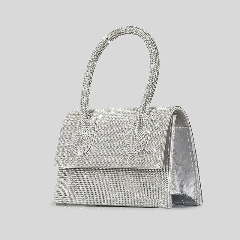 Shinny Rhinestone Women Handbags Designer Diamonds Big Handle Evening Bag Luxury Small Flap Party Purses Female Wedding Bags