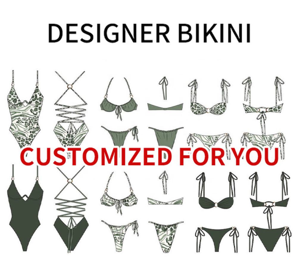 2023 New Trend Adjustable Straps Bikini Thong Custom Swimwear Fabric Solid Color Three Piece Bikini Manufacturer