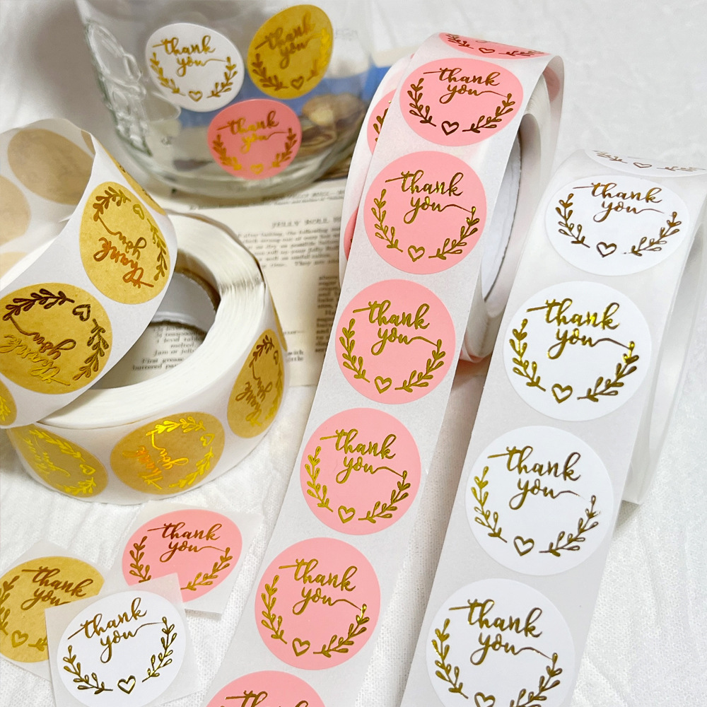 Cheap kraft paper gilded stickers Thank you for baking self-adhesive labels Envelope decoration sealing stickers