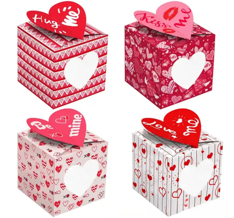 Foldable heart-shaped gift box popular in Europe and America, love printed cookie box, Christmas chocolate candy gift box