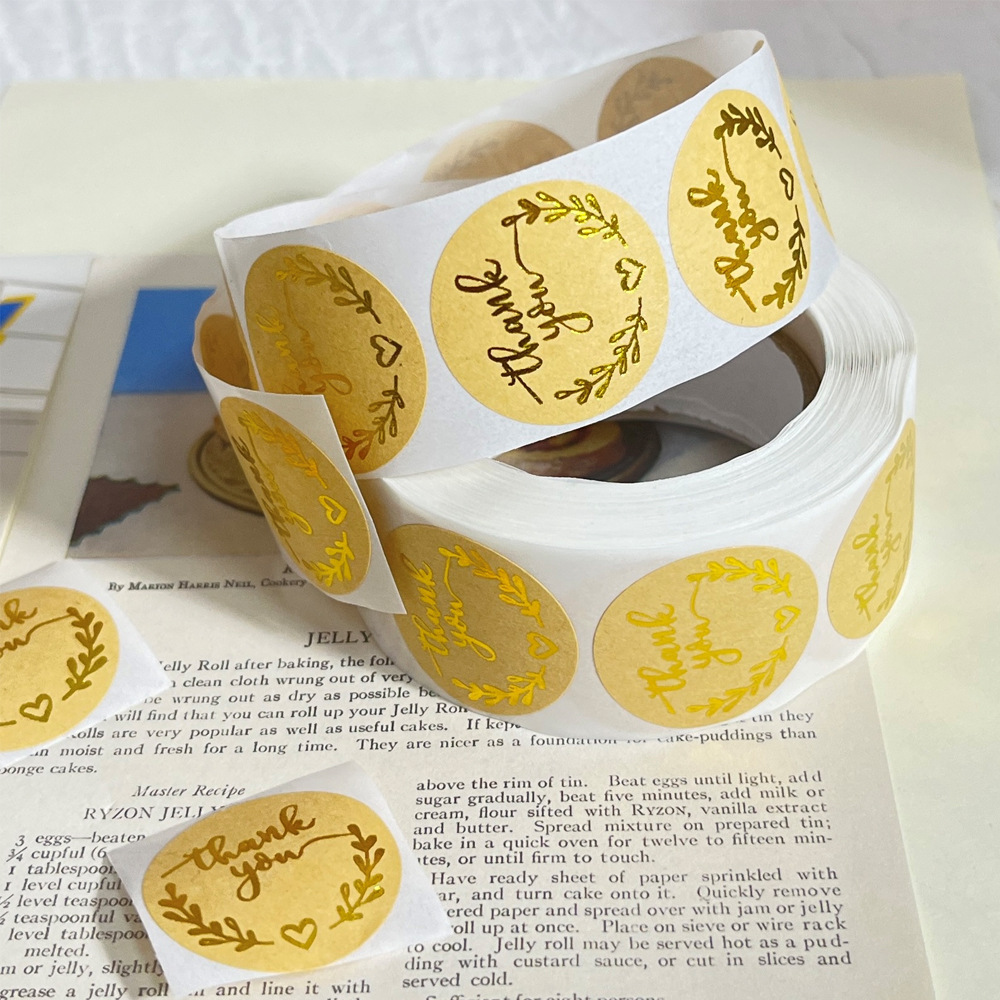 Cheap kraft paper gilded stickers Thank you for baking self-adhesive labels Envelope decoration sealing stickers