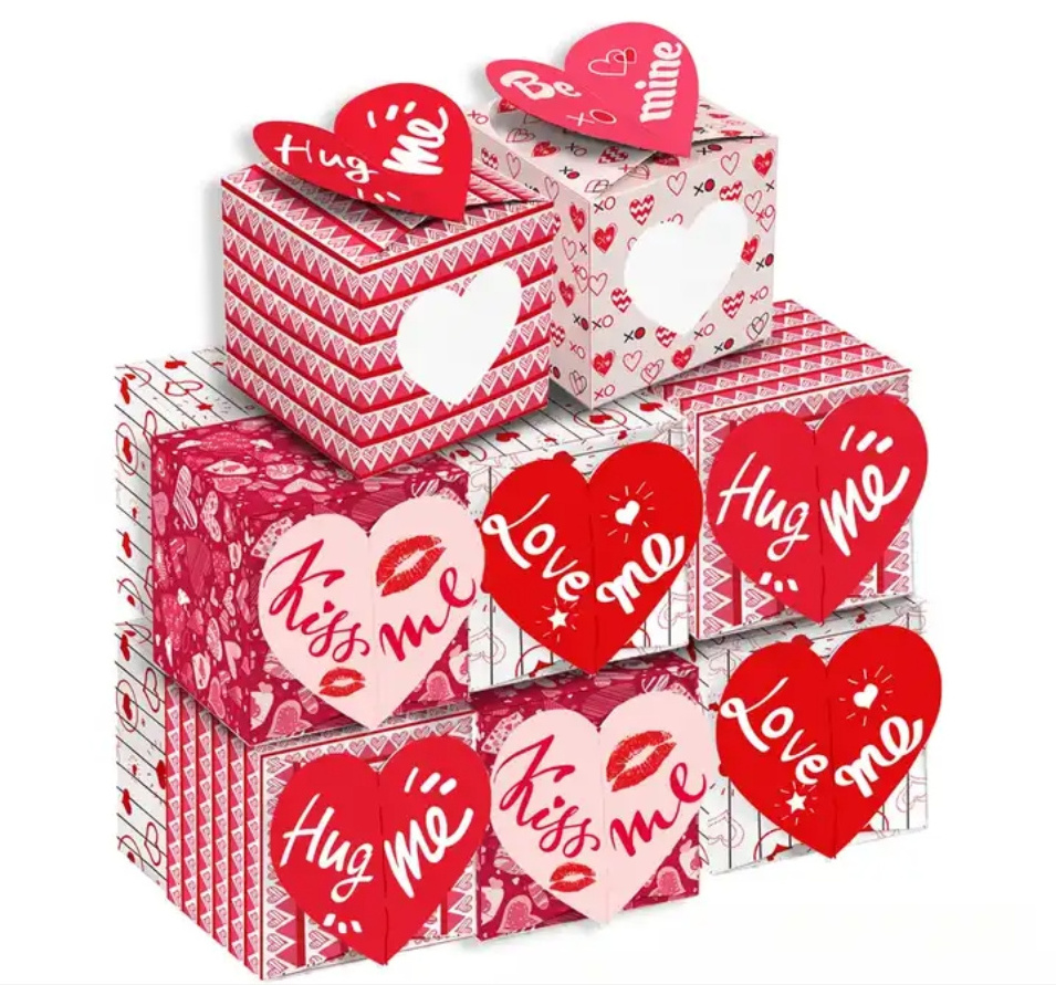 Foldable heart-shaped gift box popular in Europe and America, love printed cookie box, Christmas chocolate candy gift box