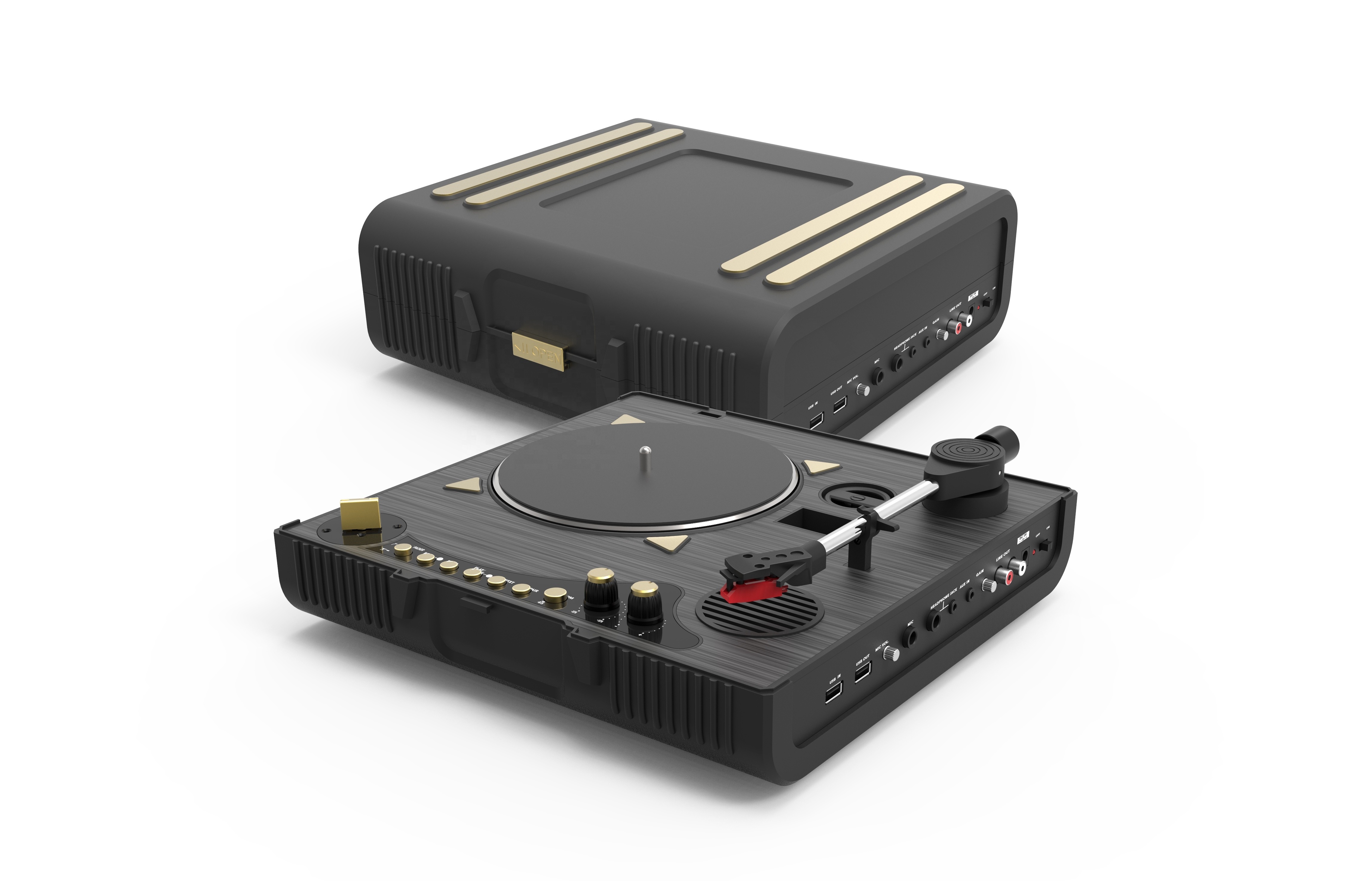 Portable DJ  LP player modern fashion look with built-in Scratch Slide Switch with USB playing and recording turntable