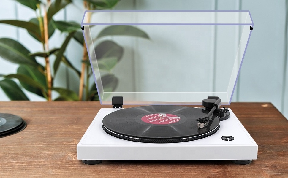 All in one Modern stylish vinyl record player with Bluetooth output and Magnetic AT3600 cartridge with pre-amplifier