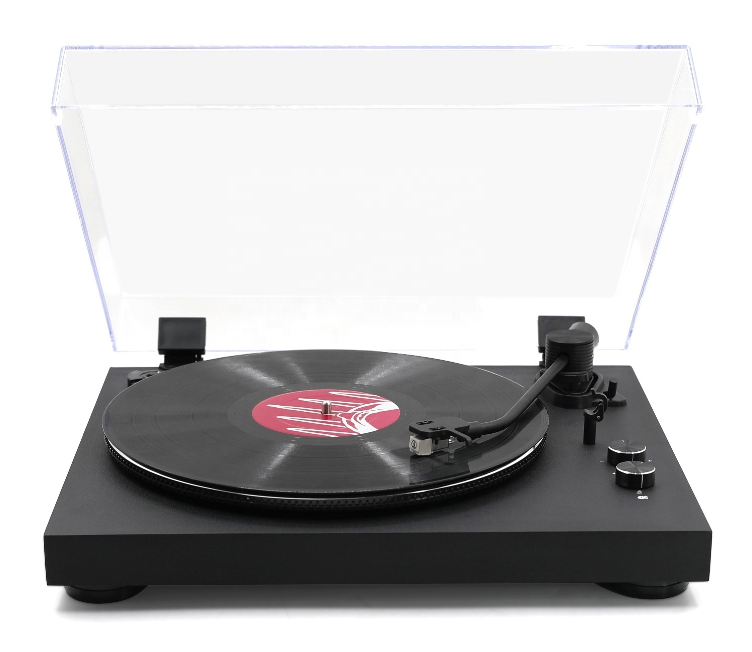 Extremely simple and slim upscale vinyl record player with BT output and metal tonearm  and AT Moving magnetic cartridge