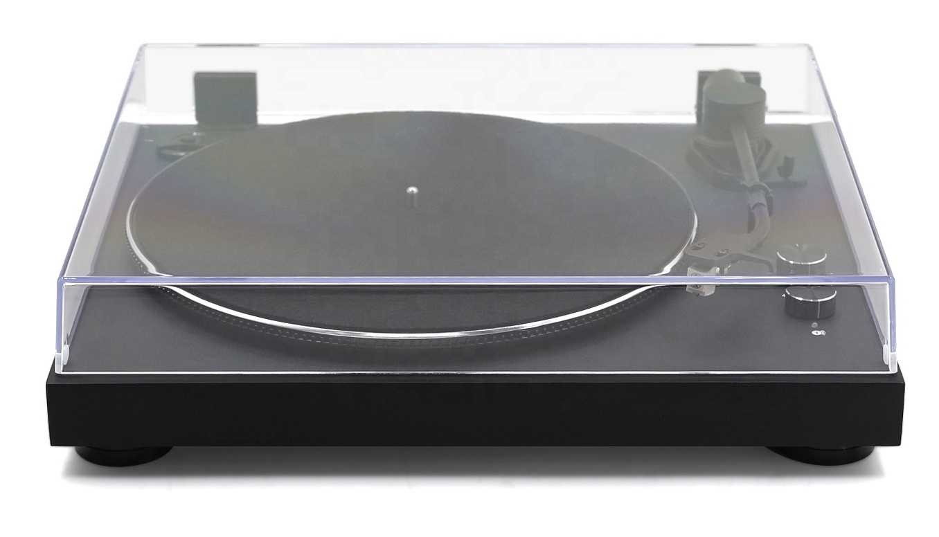 Extremely simple and slim upscale vinyl record player with BT output and metal tonearm  and AT Moving magnetic cartridge