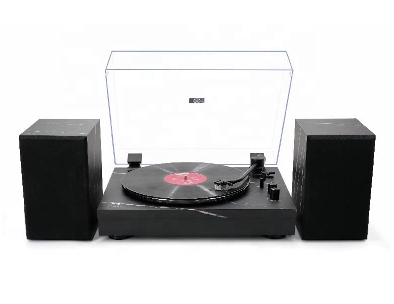 2 Speed Belt-Drive full size platter Vinyl Record player with Bluetooth input Playback and HiFi System with Bookshelf Speakers