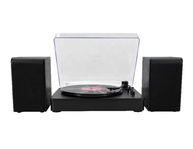 3-Speed Belt-Drive Vinyl Turntable for Vinyl Records with Wireless Playback and HiFi System with Bookshelf Speakers