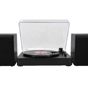 3-Speed Belt-Drive Vinyl Turntable for Vinyl Records with Wireless Playback and HiFi System with Bookshelf Speakers