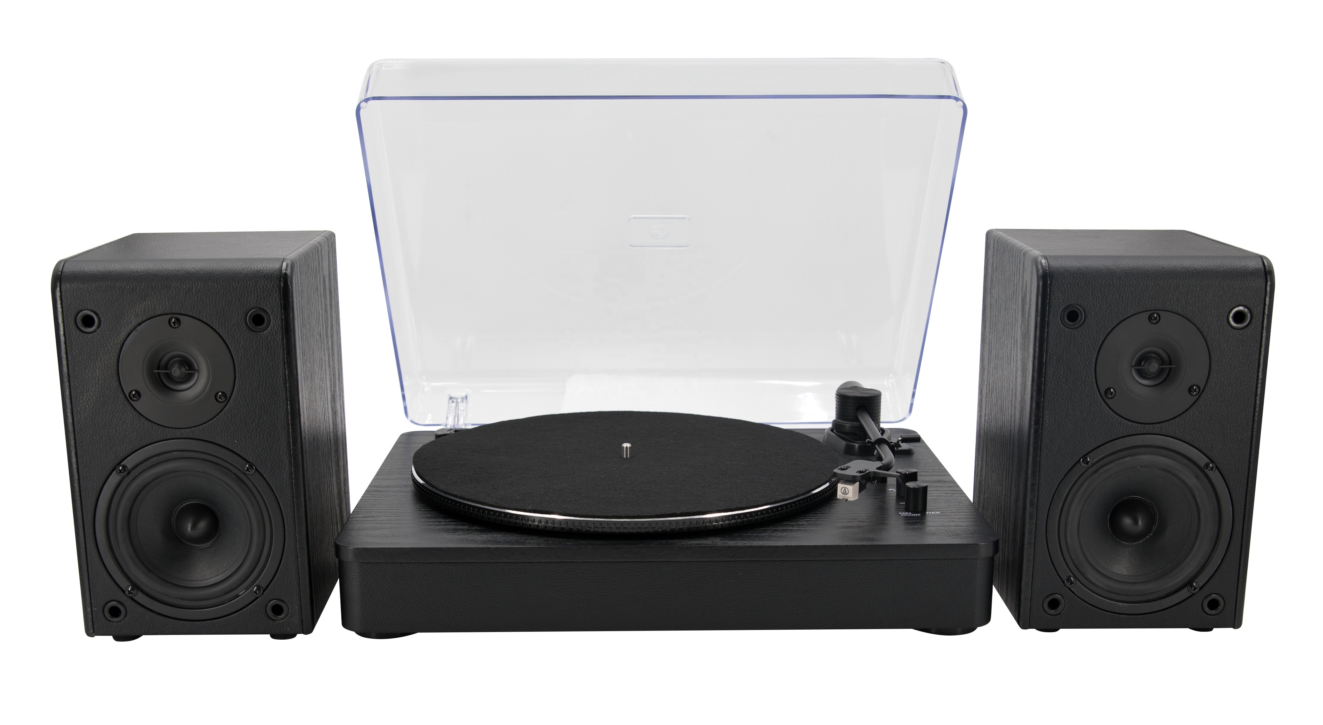 3-Speed Belt-Drive Vinyl Turntable for Vinyl Records with Wireless Playback and HiFi System with Bookshelf Speakers