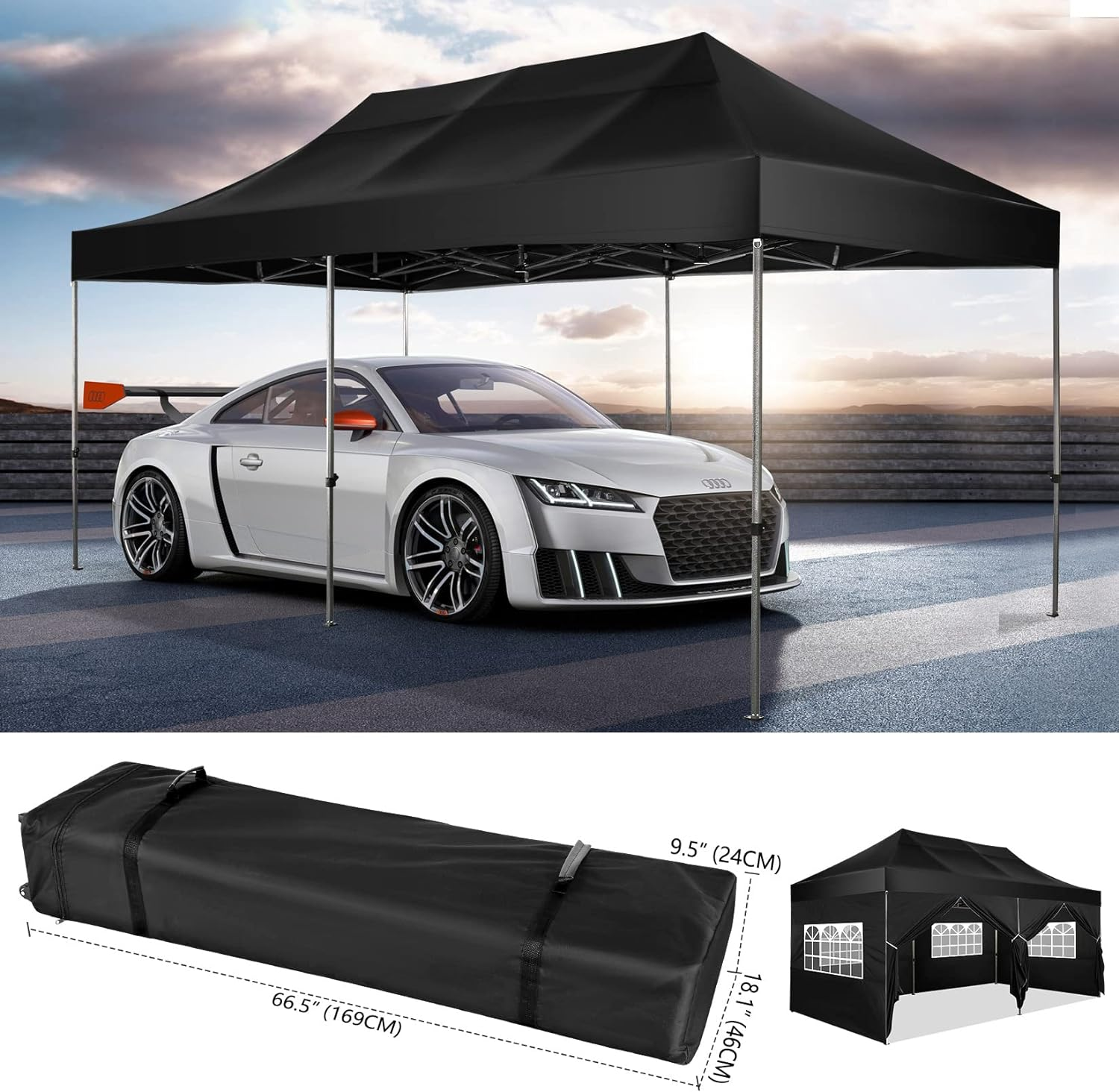 High Quality Aluminum Folding Canopy Tent 10x10 10X20 Heavy Duty All Black Waterproof Gazebo Tent