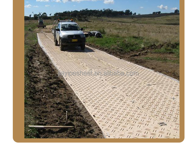 4x8 Ft Ground Protection Mats anti-slip PE  Plastic board  heavy duty excavator swamp HDPE  board protection mats