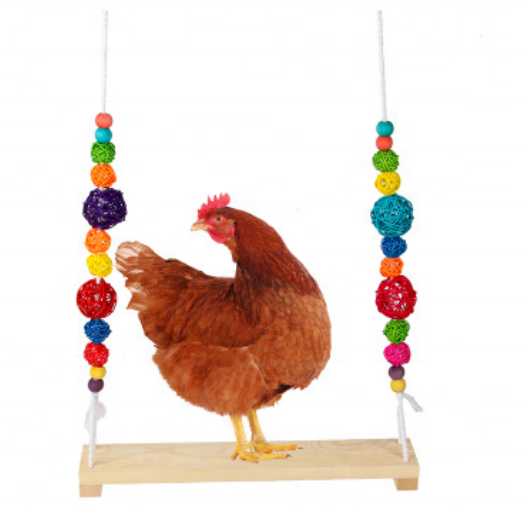 Wood Chicken Perch Bird Ladder Swing Toys Grinding Chewing Toys for Hens Coop Parrots