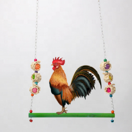 Wood Chicken Perch Bird Ladder Swing Toys Grinding Chewing Toys for Hens Coop Parrots